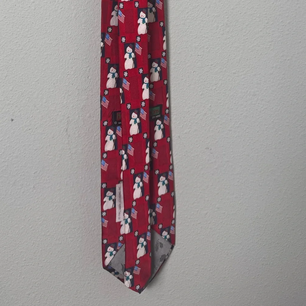 Hallmark Holiday Traditions Christmas/Holiday‎ Snowman & American Flag Silk Tie